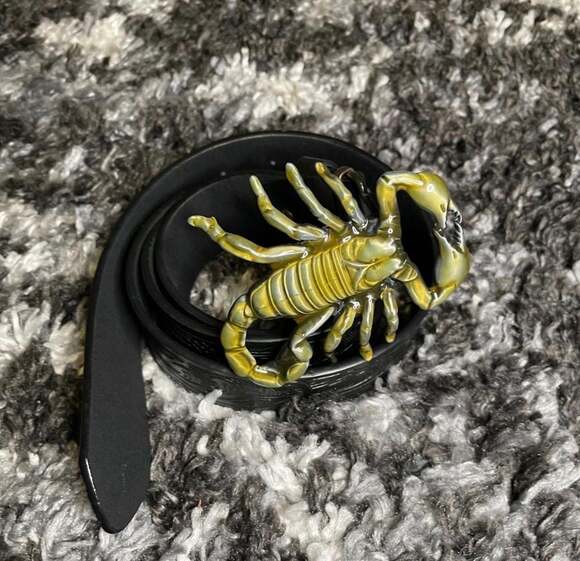 Unbranded Other - Men's Western 3D Gold Scorpion Belt Buckle with Embossed Black Leather Belt